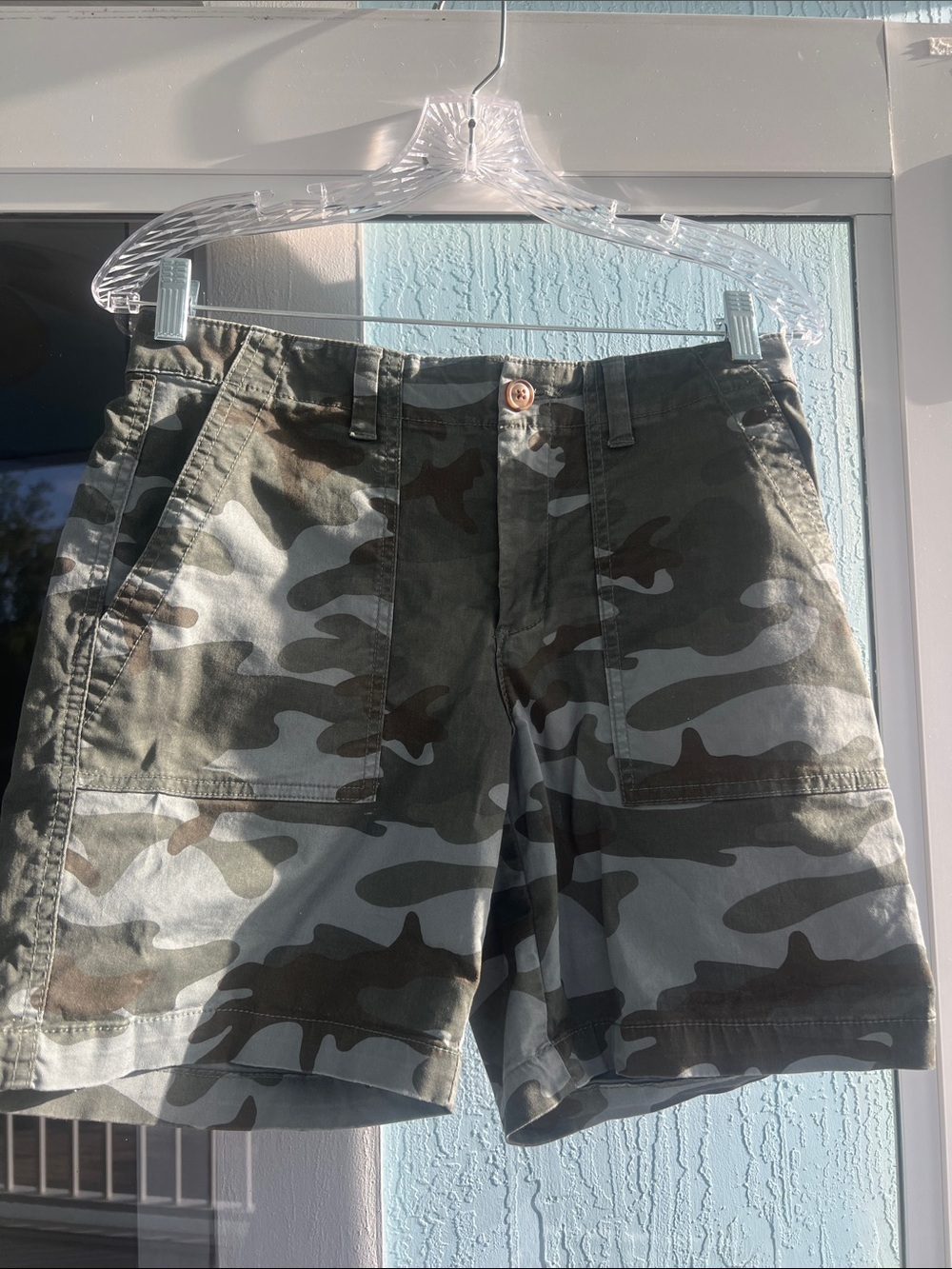 GAP Women’s Camo Cargo Shorts in Olive and Khaki